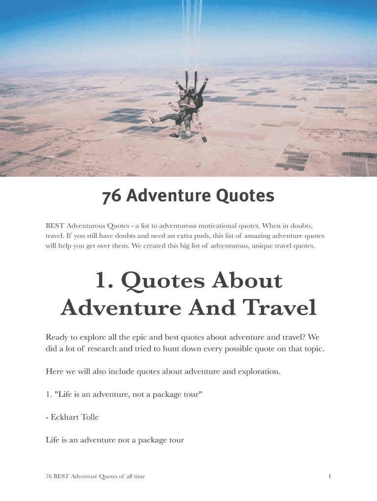 Fillable Online 100 of the Most Inspiring Adventure Quotes of All Time ...