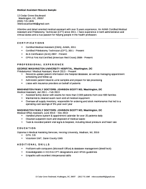 Medical Assistant Resume Sample