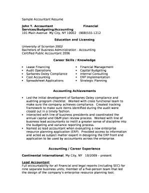 Sample Accoutant Resume. Sample Resumes