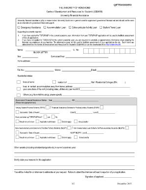 University Financial Assistance Application