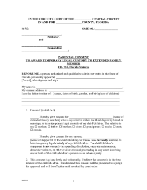 Parental Consent to Award Temporary Legal Custody