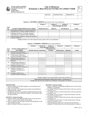 City of Bellevue Multiple Activities Tax Credit Form