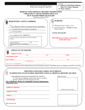 Washington State Patrol Volunteer Criminal History Request Form