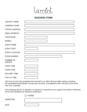 This form is to be fully completed and returned to us within 48 hours after making a booking