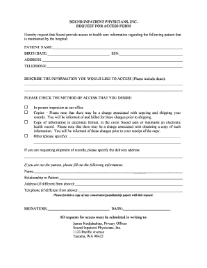 Sound Inpatient Physicians Request for Access Form