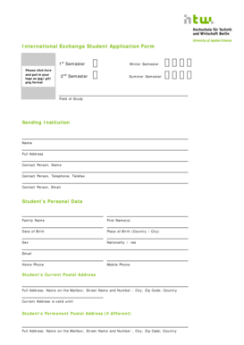 International Exchange Student Application Form