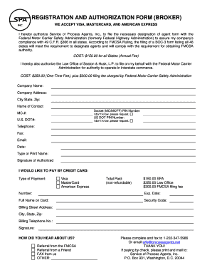 FMCSA Broker Registration and Authorization Form