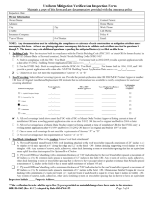 Florida Uniform Mitigation Verification Inspection Form