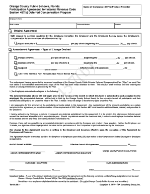 Orange County Public Schools 457(b) Deferred Compensation Agreement