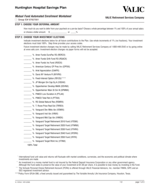 Huntington Hospital Savings Plan Enrollment Worksheet