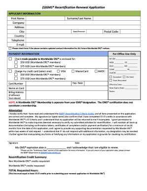 Worldwide ERC GMS Recertification Renewal Application