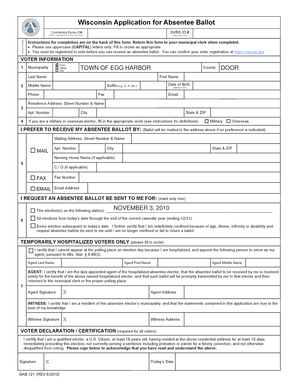 Wisconsin Application for Absentee Ballot