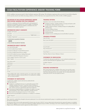 CCSA Facilitation Experience or Training Form