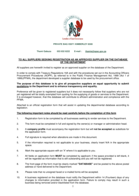 South Africa Supplier Registration Form