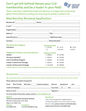 CLSI Membership Renewal Application