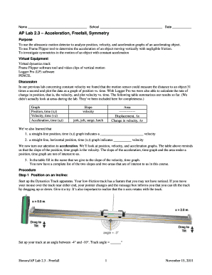 AP Lab 2.3 Acceleration Freefall Symmetry