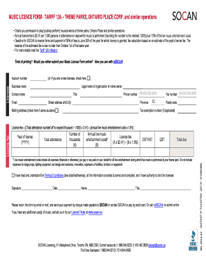 Music Licence Form - Tariff 12A