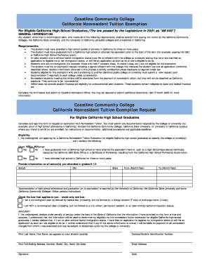 California Nonresident Tuition Exemption Request