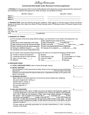 Commercial Real Estate and Business Purchase Agreement