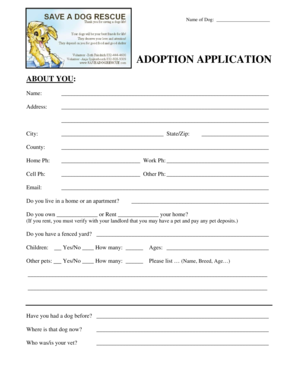 Dog Adoption Application Form