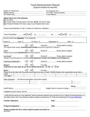 Travel Reimbursement Request Form