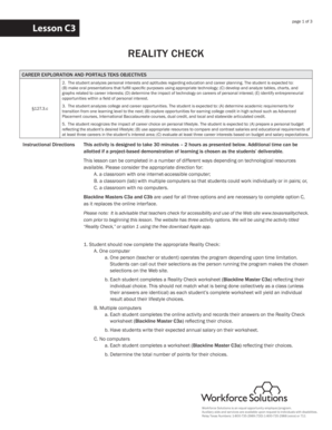 Texas Reality Check Career Exploration Worksheet