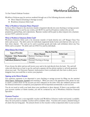 Workforce Solutions Direct Deposit Authorization Agreement