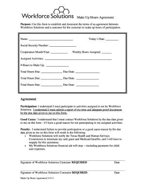 Make Up Hours Agreement