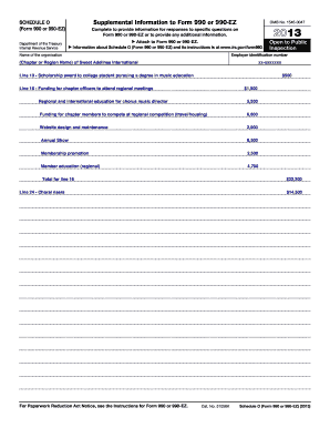 Schedule O for Form 990 or 990-EZ