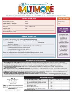 Sweet Adelines International Convention Registration Form