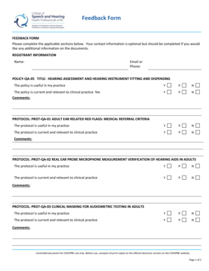 Hearing Assessment Feedback Form