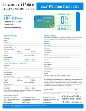 Visa Platinum Credit Card Application Form