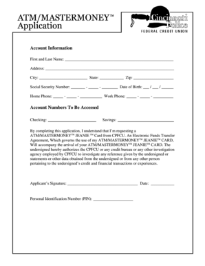 ATM Card Application Form