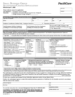 Small Business Group Health Insurance Application