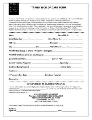 Transition of Care Form