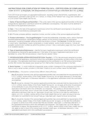 FDA Form 3674 Certification of Compliance