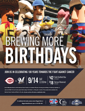 Milwaukee Brewers Cancer Society Ticket Order Form