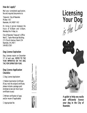 Roanoke Dog License Application