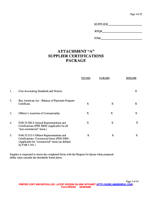 US Federal Supplier Certifications Form