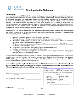 UNC Health Care Confidentiality Statement
