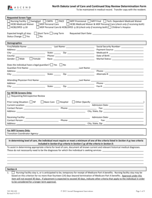 North Dakota Level of Care Determination Form
