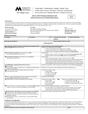 2014-2015 Federal Student Aid Selective Service Verification Form - mesacc