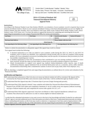 Unusual Enrollment History Appeal Form