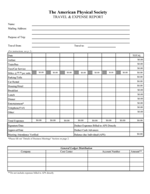 American Physical Society Travel & Expense Report
