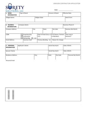 Business Bond Application Form