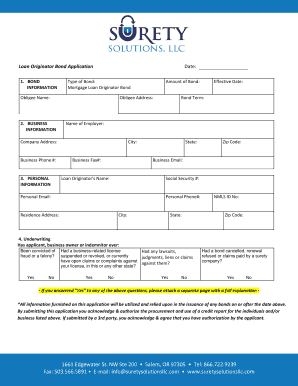 Mortgage Loan Originator Bond Application