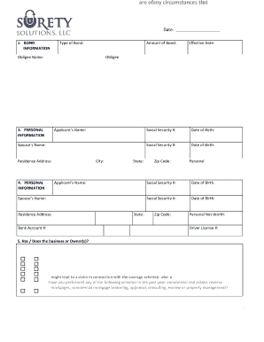 Business Bond Application Form