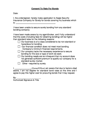 Consent To Rate For Bonds