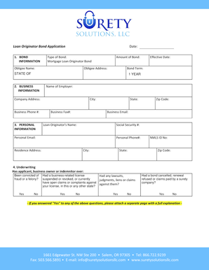 Mortgage Loan Originator Bond Application