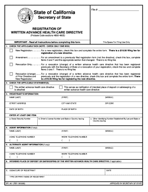 California Advance Health Care Directive Registration